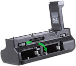 FocusFoto Pro vertical power accessory side profile view illustrating the sleek integration with the Canon EOS RP camera body.