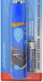 Ergonomic blue handle of Brush Buddies battery powered toothbrush for kids.