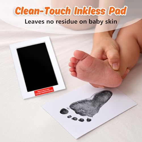 Step by step demonstration of the non-toxic inkless pad transferring prints onto the card