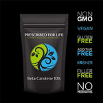 Side angle of Prescribed For Life nutritional supplement pouch showing product text and net weight.