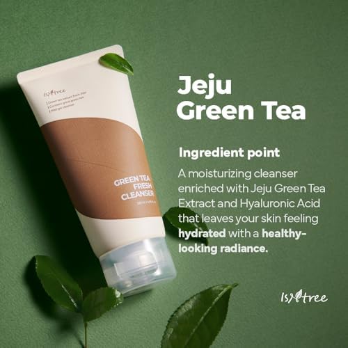 Isntree Green Tea Fresh Cleanser packaging details and benefits