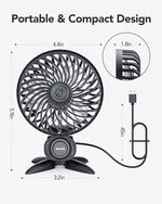 AaoLin compact USB powered fan placed on a bedside table in a bedroom setting.