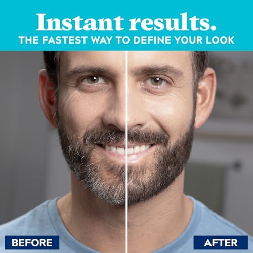 Just For Men temporary facial hair and eyebrow color kit with applicator brush on plain background