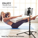 Close-up of the heavy-duty spring arms on the KDD iPad tripod adapter holding a premium device.