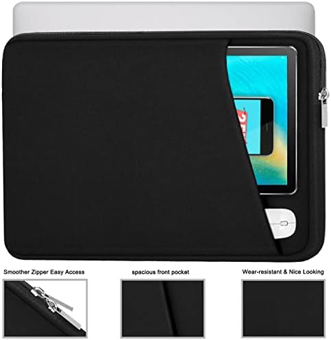 Askuko protective notebook briefcase showing open front zipper pocket with chargers and cables inside