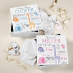 Custom baby keepsake box with blue and gray animal theme