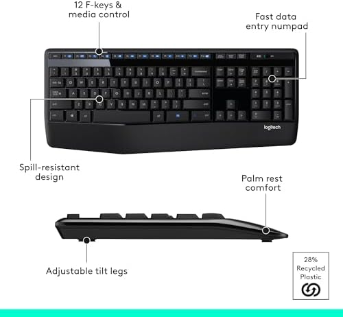Logitech computer keyboard and mouse set for workspace organization