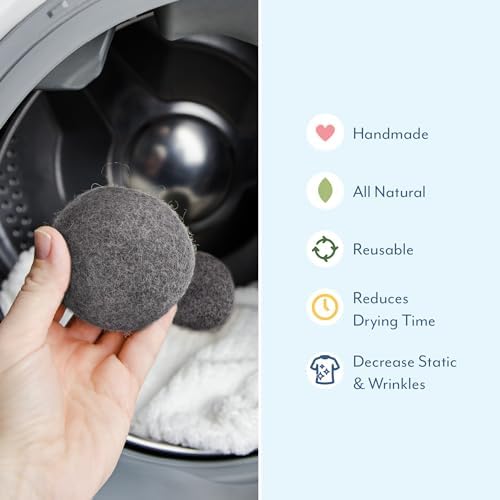 ELYN handmade natural fabric softener wool balls close up texture view