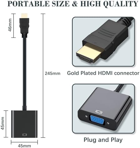 Vancle HDMI to VGA converter side profile highlighting compact portable design