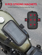 Kemimoto magnetic tank pouch highlighting the breathable mesh ventilation design to prevent overheating.