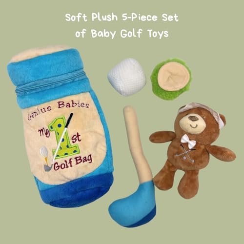 Five piece plush baby golf set with mini club and teddy bear