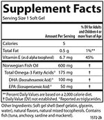 Side angle view of Carlson Kids Chewable DHA 180 count container illustrating clean child safe packaging