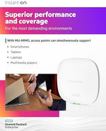 HPE Aruba Instant On AP25 enterprise grade indoor wireless router premium packaging.