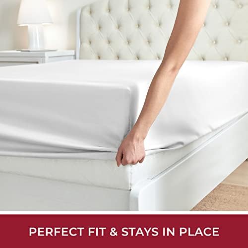 Mellanni white fitted sheet displayed on a king size bed