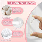 Close up of newborn oral care gauze swabs detailing the soft honeycomb mesh tip