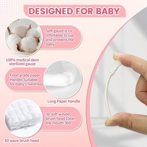 Close up of newborn oral care gauze swabs detailing the soft honeycomb mesh tip