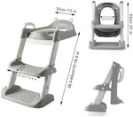 Foldable baby potty ladder trainer showing anti-slip steps and rubber feet pads.