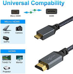 Twozoh premium 30 AWG micro HDMI to standard HDMI premium connection ends.