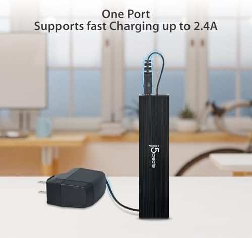 J5create desktop USB expansion hub showing the three point three feet extended cable connection for laptops.