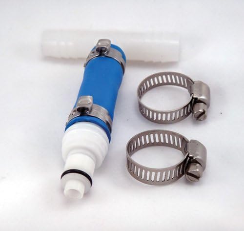 Atlantis Flush Kit for Sea-Doo GTI 1996 front view showing blue hose and brass quick-connect engine flusher component.