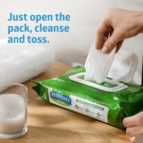 Back of Medline FitRight wipes package with ingredients and usage