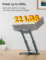 Tounee premium gray metallic laptop elevator demonstrating stable typing angle adjustment