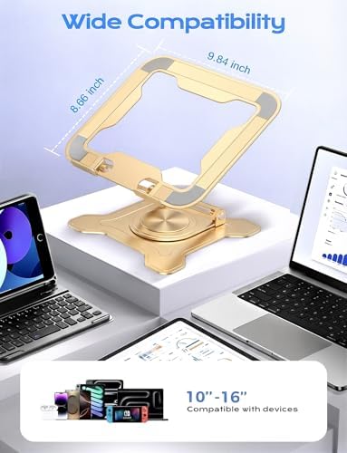 Hollow back panel design of JCZT gold computer stand showing airflow heat dissipation