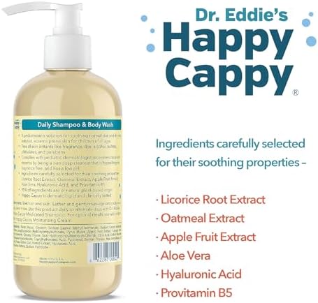 Happy Cappy Baby Shampoo and Body Wash - Shampoo & Body Wash for Eczema-Prone Skin, For Infants, Toddlers, & Kids, Reduces Itching and Redness, Dermatologist Tested, Fragrance Free - 8 fl oz - Image 3