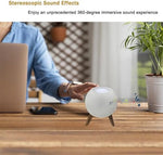 Modern home office decor with Apple HomePod Mini tripod stand