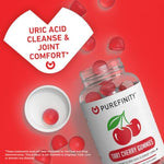 Purefinity Tart Cherry Gummies bottle showing vegan and non-GMO labels