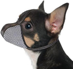 Black soft air mesh dog muzzle for small breeds