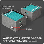 Pendaflex storage box shown collapsed flat alongside its matching dust lid