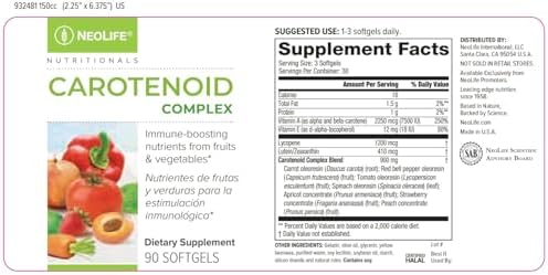 NeoLife Carotenoid Complex 90 softgel dietary supplement
