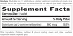 Country Life Selenium 180 Tablets dietary supplement supplement facts and ingredients panel
