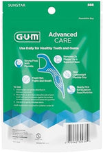 Ergonomic easy grip handle of GUM dental flosser for precision control.