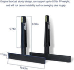 Full presentation kit of the Tjyuze tool-free smart television leg replacement set showing both standalone support structures.