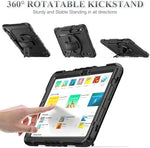 SEYMAC stock shockproof tablet shell with integrated stylus pencil holder slot exploded view