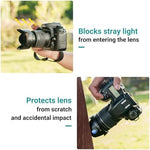 JJC lens hood mounted on a Nikon 18-55mm AF-P lens