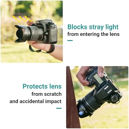 JJC lens hood mounted on a Nikon 18-55mm AF-P lens