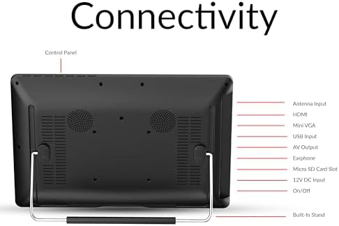 Supersonic portable rechargeable media player TV highlighting the rear AV jacks and speaker layout.