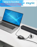 eSynic aux to toslink optical adapter showing the included 1 meter optical audio cable accessory