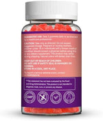 Two raspberry lemon flavored potassium citrate gummies showing texture and serving size details
