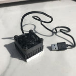 Easycargo 40mm USB fan heatsink underside view highlighting the pre-applied 3M 8810 thermal conductive adhesive tape