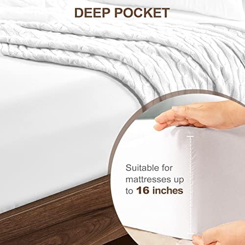 FreshCulture twin bed sheet on thick mattress deep pocket view