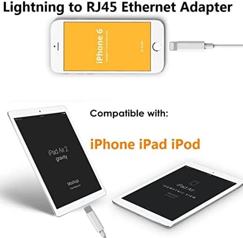 Desoficon MFi certified internet accessory connecting an iPhone to a blue Ethernet local network cable