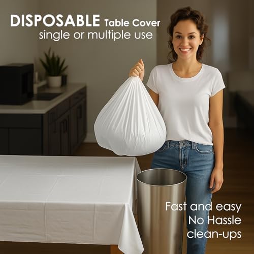 Close up of seamless white disposable party table cover material