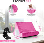 Sttargxing triangular lazy holder cushion supporting an electronic book reader on a sofa lap