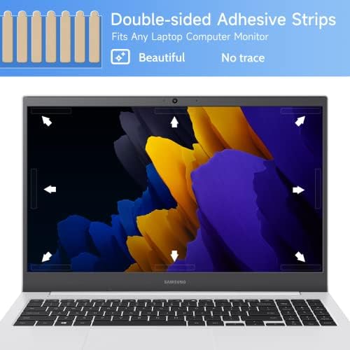 Step by step application process for monitor privacy protector adhesive strips