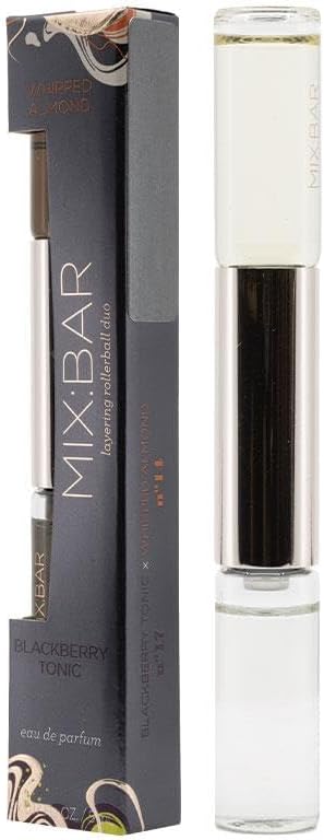MIX:BAR Whipped Almond and Blackberry Tonic rollerball duo front view skincare product