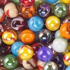 Mega Marbles assorted bulk one inch shooter glass marbles front view close up.